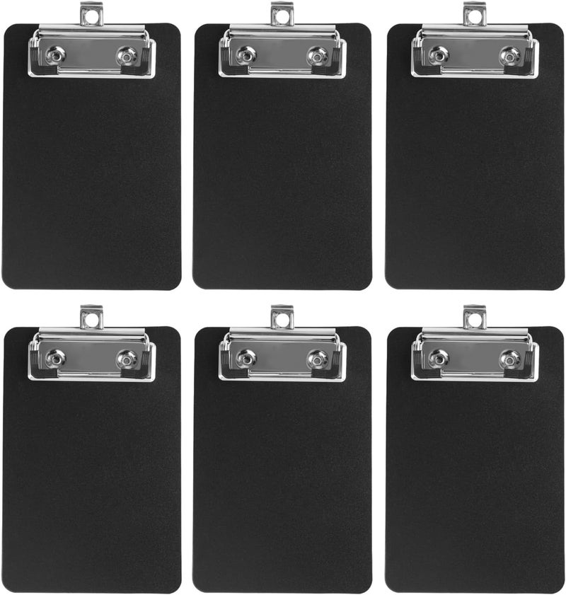 YONHTUTU 6 Pack Small Clipboards, Black Mini Clipboards 4x6, Plastic A6 Size Black Clipboard, Mini Clipboard with Retaining Clips, Memo Notepads Pocket Size for Classroom Restaurants Office Appreciation Gifts - Image 1
